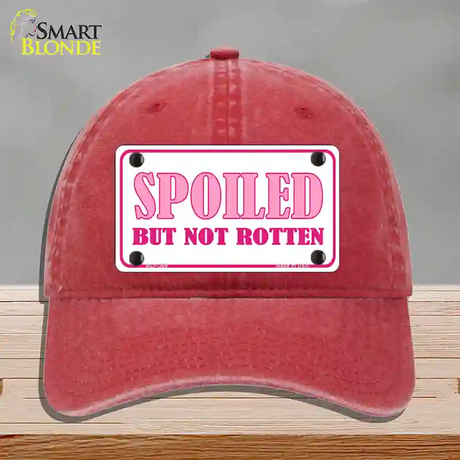 Spoiled But Not Rotten Novelty License Plate Hat Unconstructed Cotton / Red