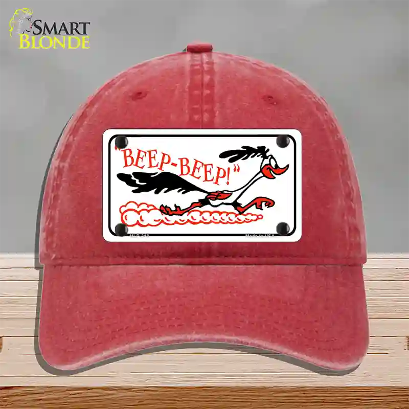 Beep Beep Roadrunner Novelty License Plate Hat Unconstructed Cotton / Red