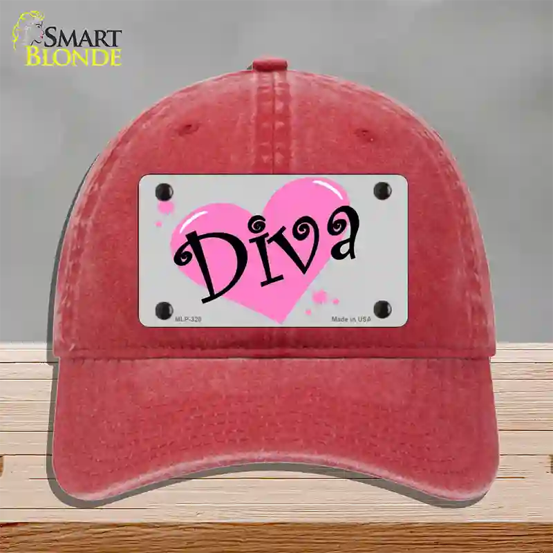 Diva Novelty License Plate Hat Unconstructed Cotton / Red