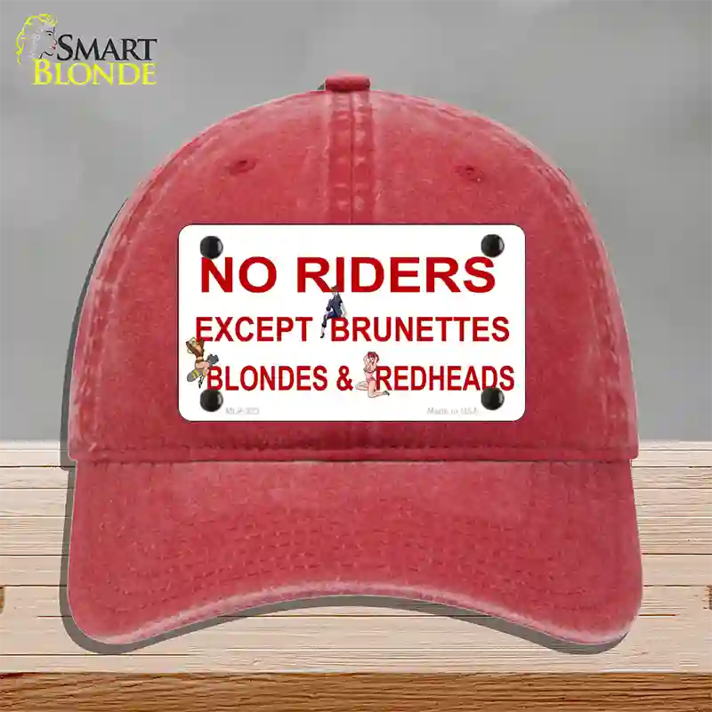 No Riders Except Novelty License Plate Hat Unconstructed Cotton / Red