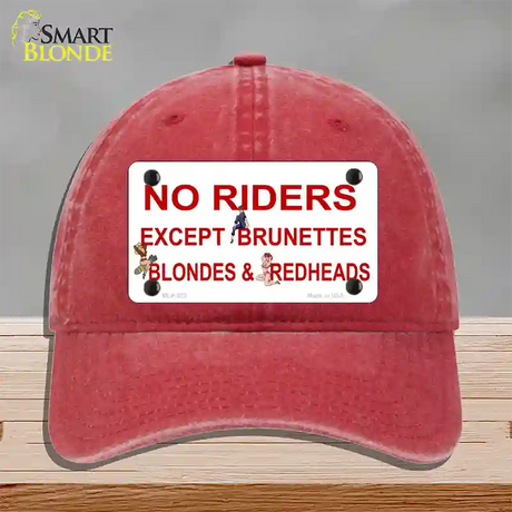 No Riders Except Novelty License Plate Hat Unconstructed Cotton / Red