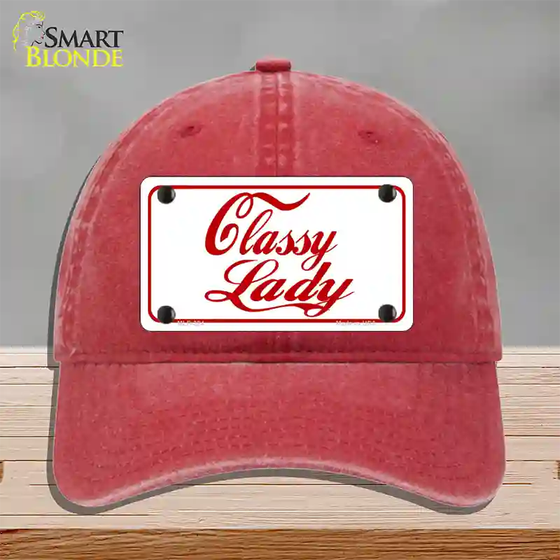 Classy Lady Novelty License Plate Hat Unconstructed Cotton / Red