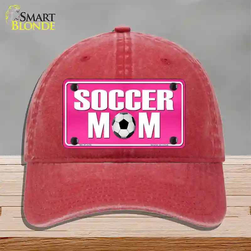 Soccer Mom Novelty License Plate Hat Unconstructed Cotton / Red