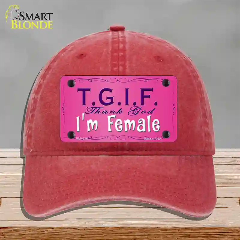 TGIF Novelty License Plate Hat Unconstructed Cotton / Red