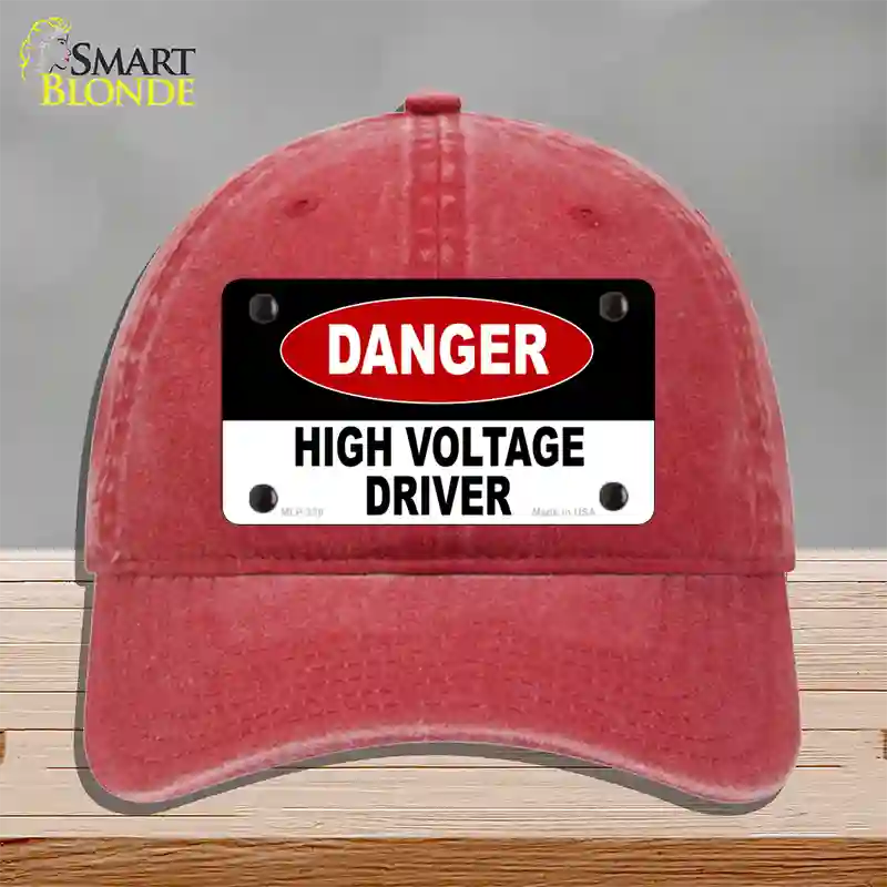 Danger High Voltage Driver Novelty License Plate Hat Unconstructed Cotton / Red