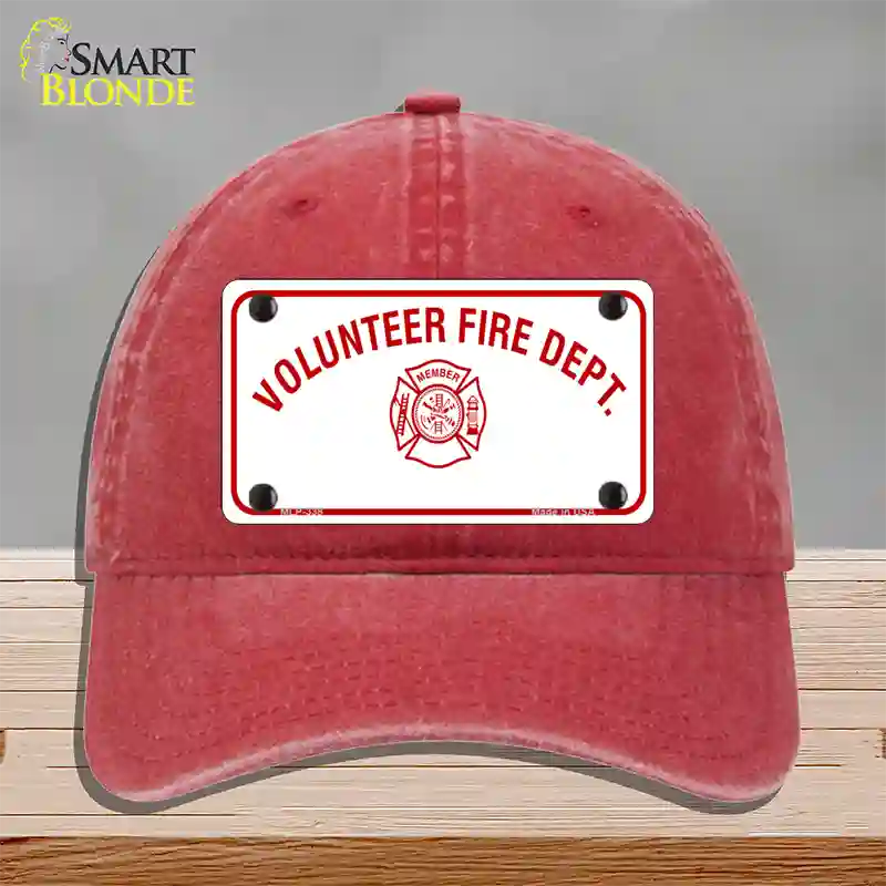 Volunteer Fire Department Novelty License Plate Hat Unconstructed Cotton / Red