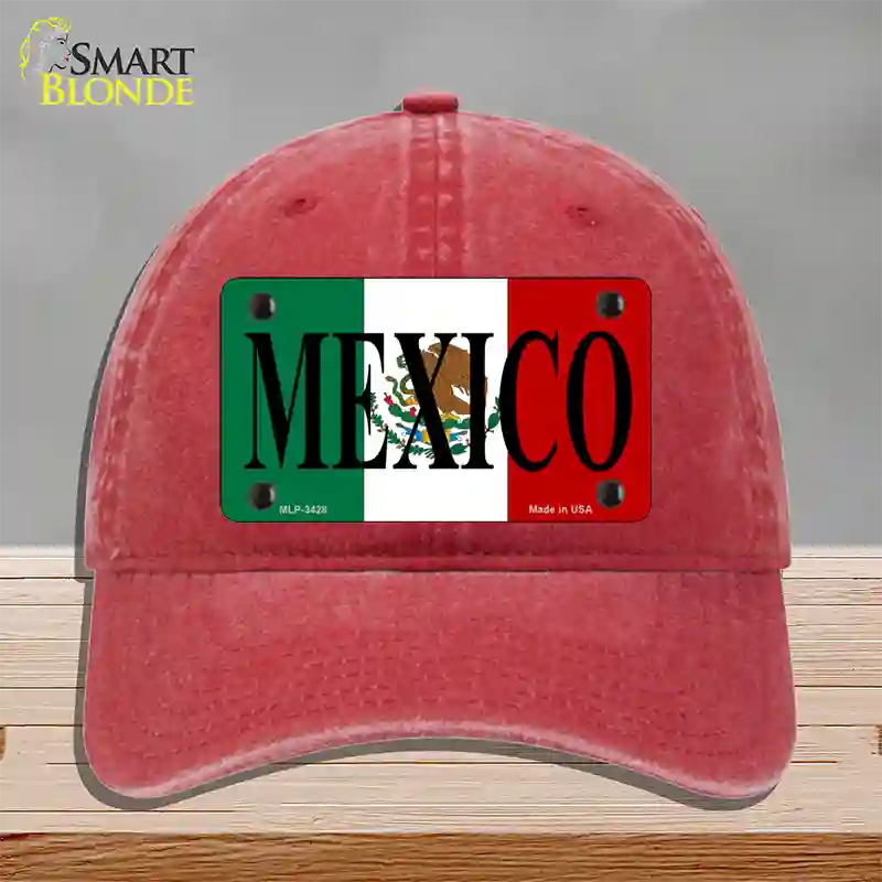 Mexico Novelty License Plate Hat Unconstructed Cotton / Red