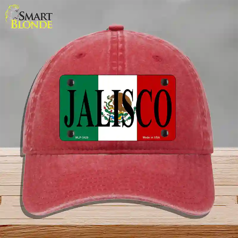 Jalisco Mexico Flag Novelty License Plate Hat Unconstructed Cotton / Red