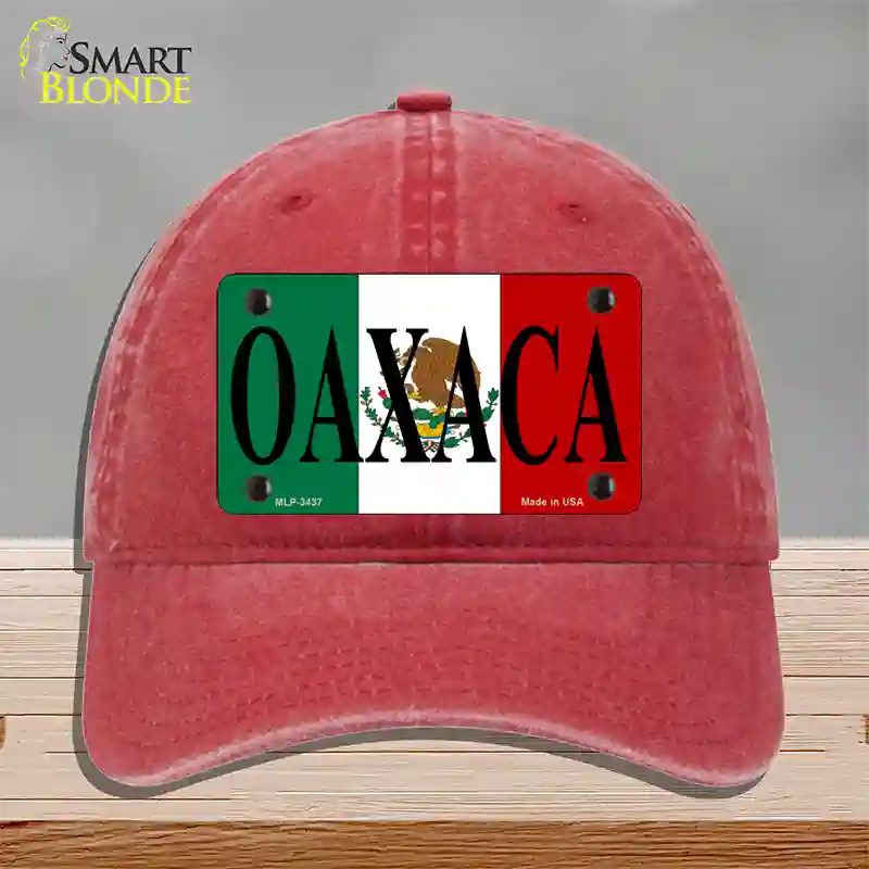 Oaxaca Novelty License Plate Hat Unconstructed Cotton / Red