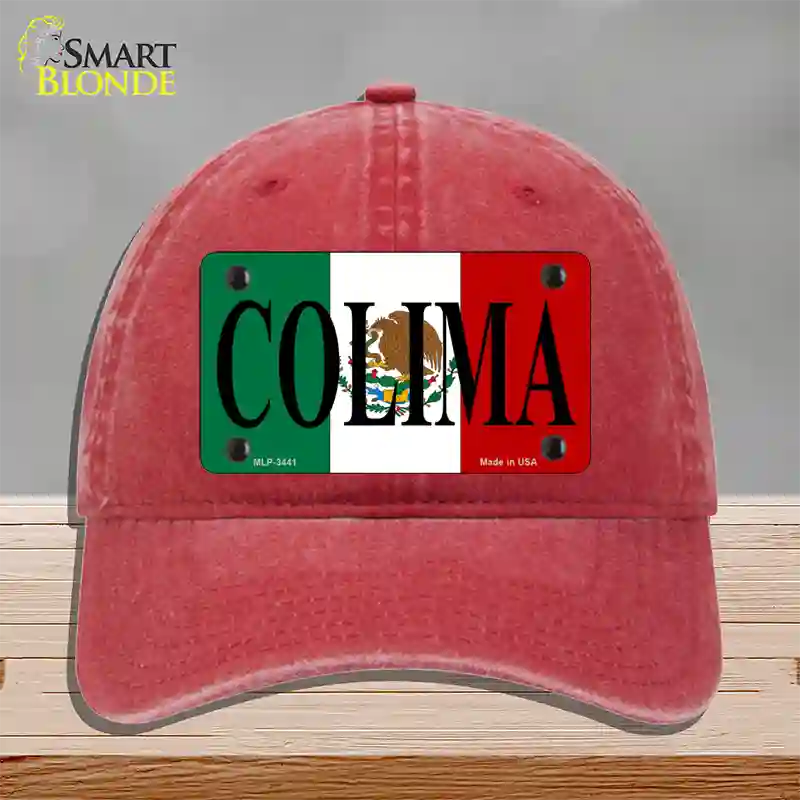 Colima Novelty License Plate Hat Unconstructed Cotton / Red