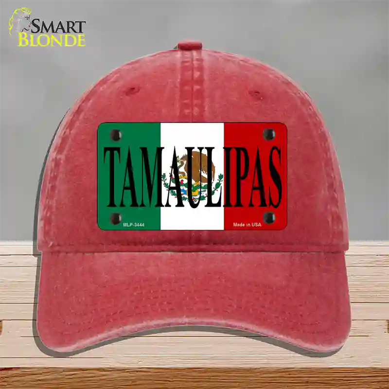 Tamaulipas Mexico Flag Novelty License Plate Hat Unconstructed Cotton / Red