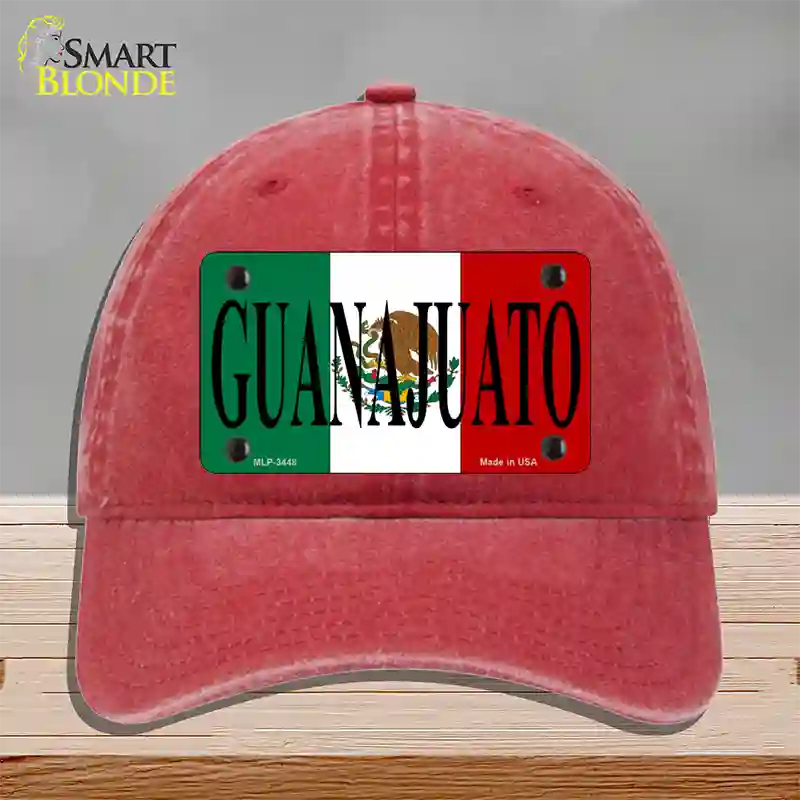 Guanajuato Mexico Flag Novelty License Plate Hat Unconstructed Cotton / Red