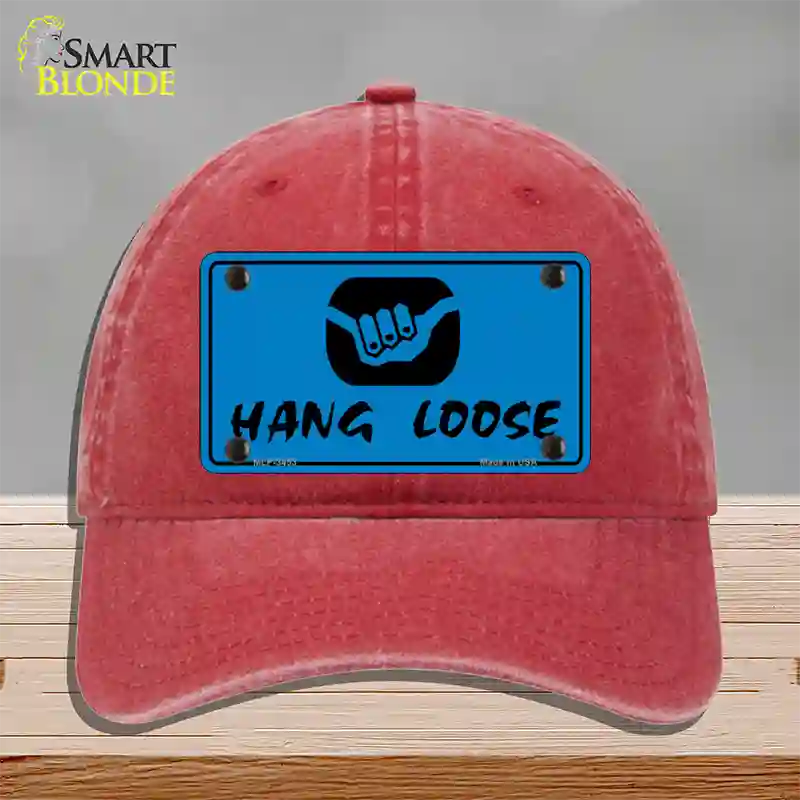 Hang Loose Novelty License Plate Hat Unconstructed Cotton / Red