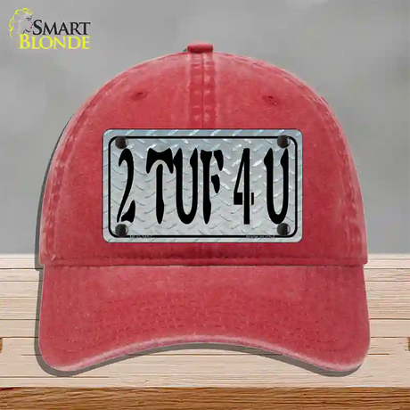 2 TUF 4 U Diamond Novelty License Plate Hat Unconstructed Cotton / Red