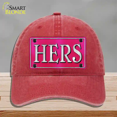 HERS Novelty License Plate Hat Unconstructed Cotton / Red