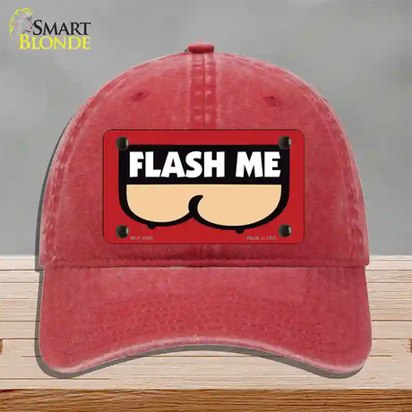 Flash Me Novelty License Plate Hat Unconstructed Cotton / Red