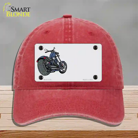 Motorcycle Offset Novelty License Plate Hat Unconstructed Cotton / Red