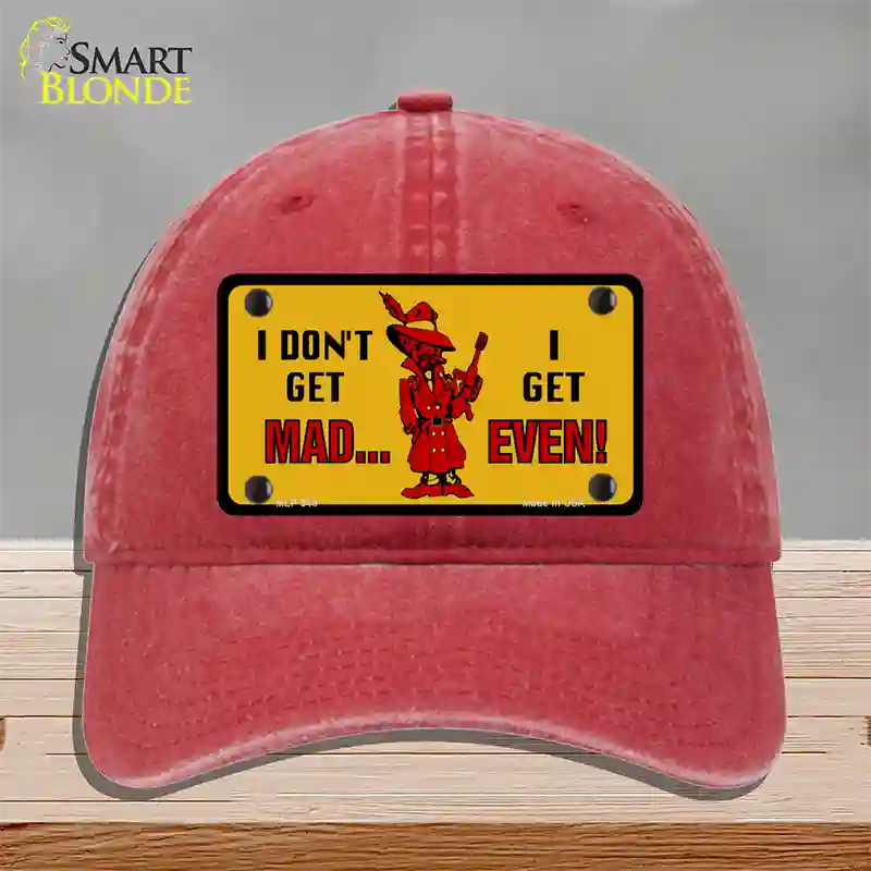 Dont Get Mad Novelty License Plate Hat Unconstructed Cotton / Red