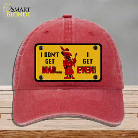 Dont Get Mad Novelty License Plate Hat Unconstructed Cotton / Red