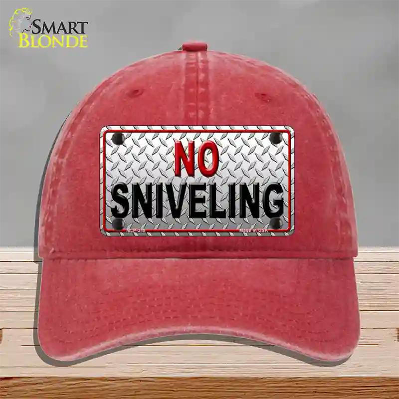 No Sniveling Novelty License Plate Hat Unconstructed Cotton / Red