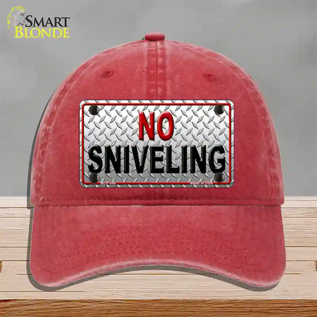 No Sniveling Novelty License Plate Hat Unconstructed Cotton / Red