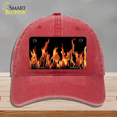 Flames Customizable Novelty License Plate Hat Unconstructed Cotton / Red