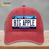 Big Apple New York Novelty License Plate Hat Unconstructed Cotton / Red