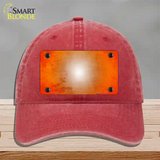 Orange White Fade Scratched Novelty License Plate Hat Unconstructed Cotton / Red