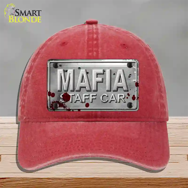 Mafia Staff Car Novelty License Plate Hat Unconstructed Cotton / Red