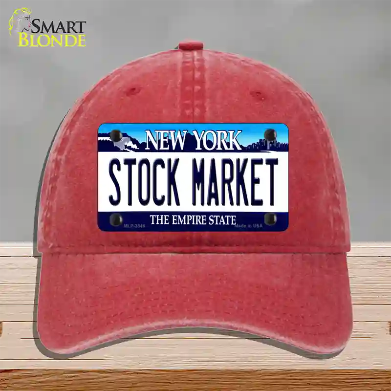 Stock Market New York Novelty License Plate Hat Unconstructed Cotton / Red