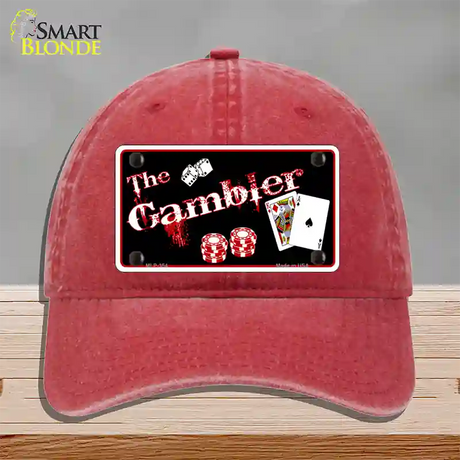 Gambler Novelty License Plate Hat Unconstructed Cotton / Red