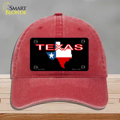 Texas Filled State Flag Novelty License Plate Hat Unconstructed Cotton / Red