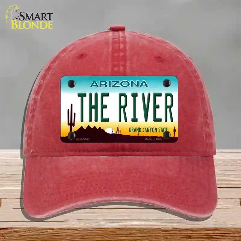 The River Arizona Novelty License Plate Hat Unconstructed Cotton / Red