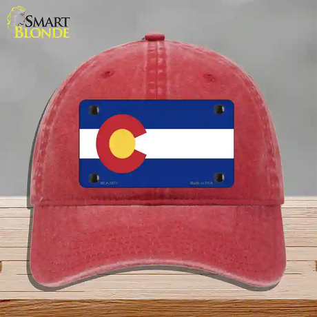 Colorado State Flag Novelty License Plate Hat Unconstructed Cotton / Red