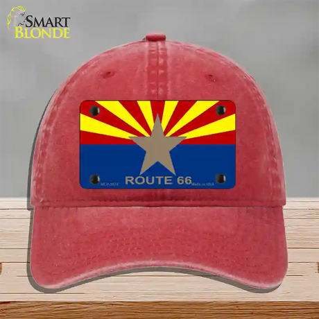 Arizona Flag with Route 66 Novelty License Plate Hat Unconstructed Cotton / Red