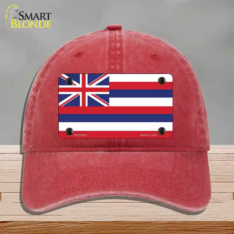 Hawaii Flag State Flag Novelty License Plate Hat Unconstructed Cotton / Red