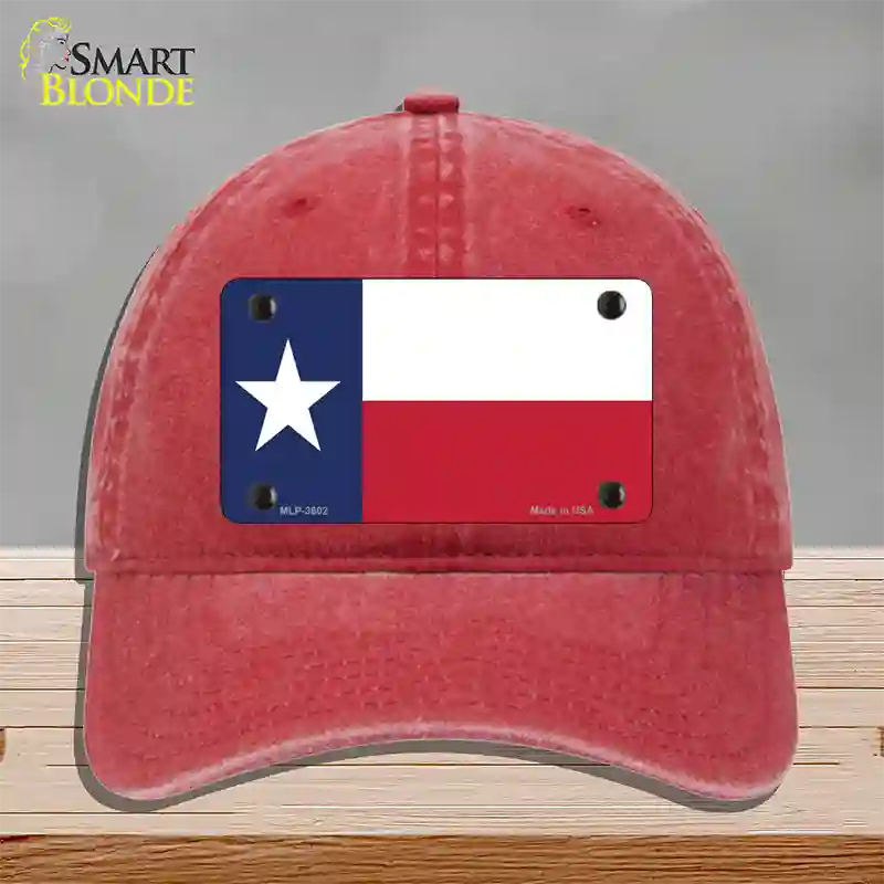 Texas State Flag Novelty License Plate Hat Unconstructed Cotton / Red