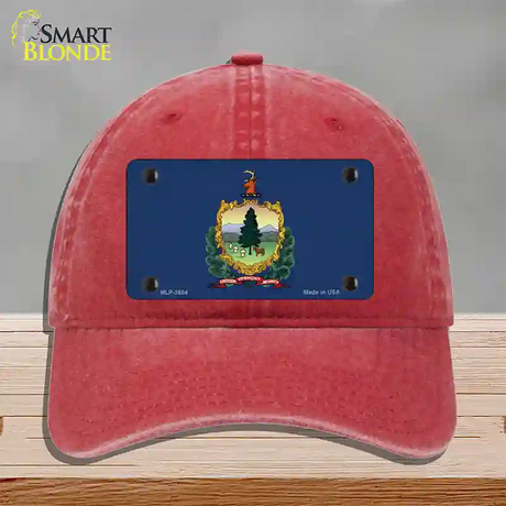 Vermont State Flag Novelty License Plate Hat Unconstructed Cotton / Red