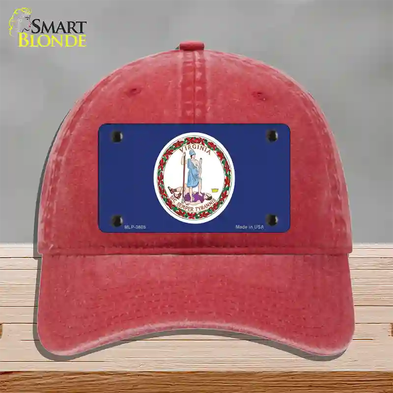 Virginia State Flag Novelty License Plate Hat Unconstructed Cotton / Red