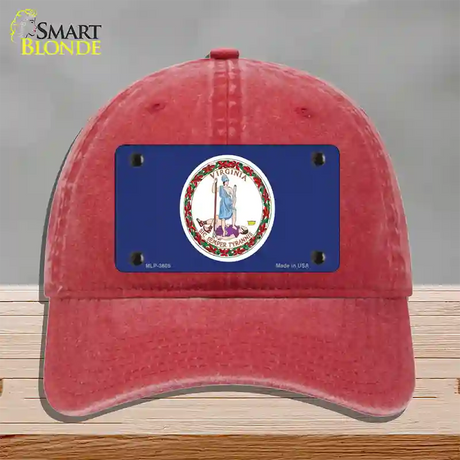 Virginia State Flag Novelty License Plate Hat Unconstructed Cotton / Red