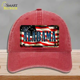 Alabama USA Novelty License Plate Hat Unconstructed Cotton / Red