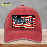 Arkansas USA Novelty License Plate Hat Unconstructed Cotton / Red