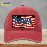 Iowa USA Novelty License Plate Hat Unconstructed Cotton / Red