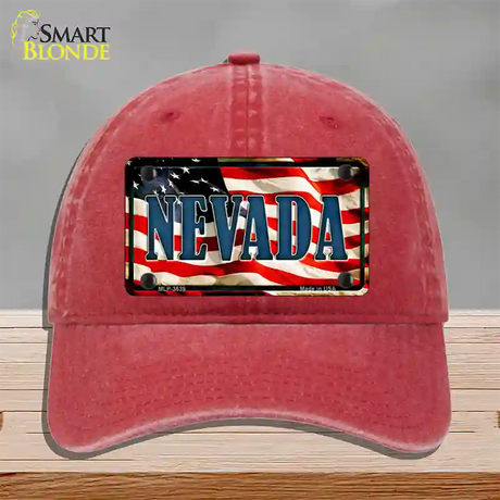 Nevada USA Novelty License Plate Hat Unconstructed Cotton / Red