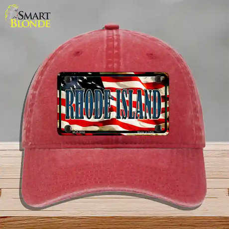 Rhode Island USA Novelty License Plate Hat Unconstructed Cotton / Red