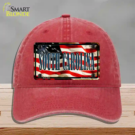 South Carolina USA Novelty License Plate Hat Unconstructed Cotton / Red