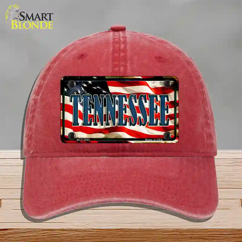 Tennessee USA Novelty License Plate Hat Unconstructed Cotton / Red