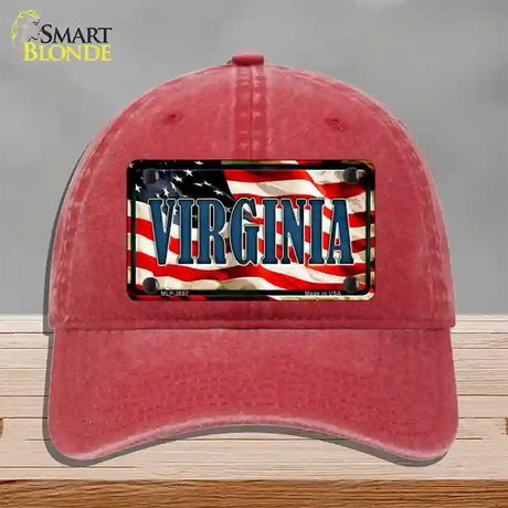 Virginia USA Novelty License Plate Hat Unconstructed Cotton / Red