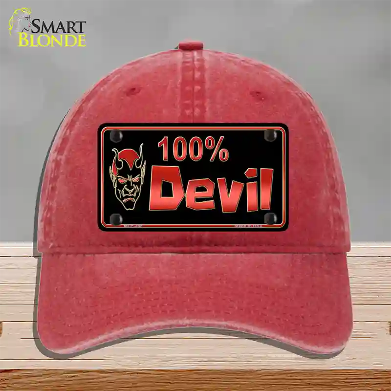 100% Devil Novelty License Plate Hat Unconstructed Cotton / Red