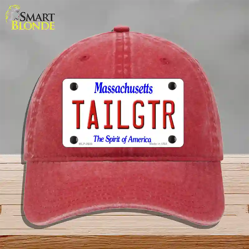 Tailgtr Massachusetts Novelty License Plate Hat Unconstructed Cotton / Red